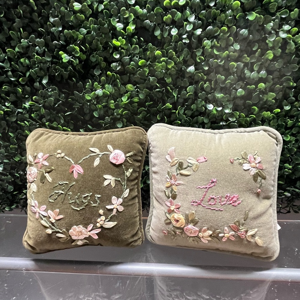 Embroidered Floral Accent Pillows